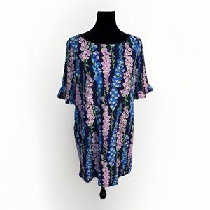Lilly‎ Pulitzer Navy Floral Fawcett Dress Early Bloomer Women's Size Medium